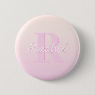 Süßes anpassbares Monogramm Pfirsich- und rosa O Button