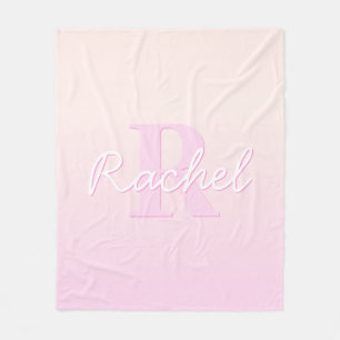 Süßes anpassbares Monogramm   Pfirsich- und rosa O Fleecedecke