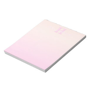Süßes anpassbares Monogramm   Pfirsich- und rosa O Notizblock