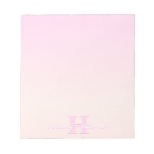 Süßes anpassbares Monogramm Pfirsich- und rosa O Notizblock