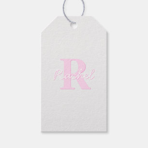 Süßes anpassbares Monogramm Pink Ombre & Grau Geschenkanhänger