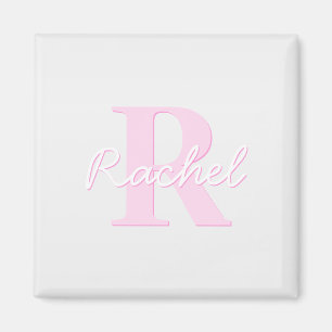 Süßes anpassbares Monogramm Pink Ombre & Grau Magnet