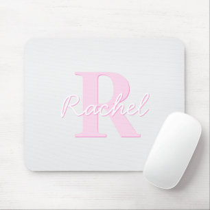 Süßes anpassbares Monogramm Pink Ombre & Grau Mousepad