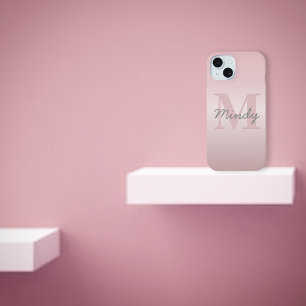 Süßes anpassbares rosa Monogramm & Ihr Name Schrif iPhone 15 Hülle