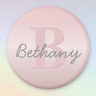 Süßes anpassbares rosa Monogramm & Ihr Name Schrif Magnet