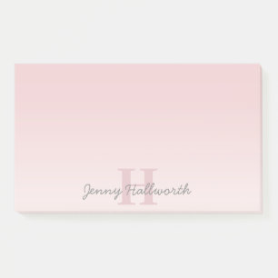 Süßes anpassbares rosa Monogramm & Ihr Name Schrif Post-it Klebezettel