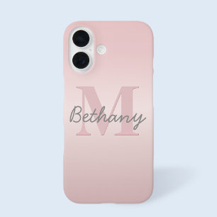 Süßes anpassbares rosa Monogramm & Ihr Namensschri iPhone 16 Hülle