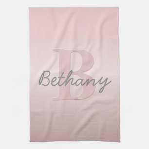 Süßes anpassbares rosa Monogramm und Ihr Name in S Geschirrtuch
