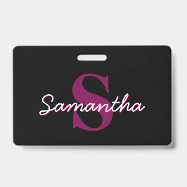 Süßes anpassbares rosa & schwarzes Monogramm Schri Ausweis