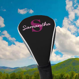 Süßes anpassbares rosa & schwarzes Monogramm Schri Golf Headcover