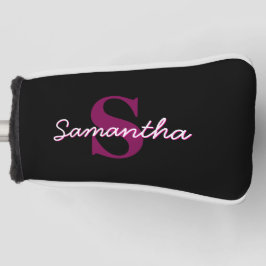 Süßes anpassbares rosa und schwarzes Monogramm Sch Golf Headcover