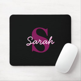 Süßes anpassbares rosa und schwarzes Monogramm-Skr Mousepad