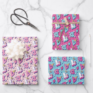 Süßes Anti-Valentinstag-Rosa-Herz-Muster Geschenkpapier Set