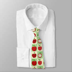 Süßes Apfelmuster Grünes Herbst Karo Landhausstil Krawatte