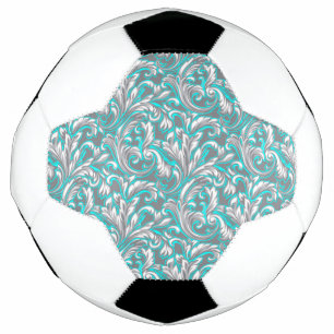 Süßes aqua-graues nahtloses Blumenmuster Fußball