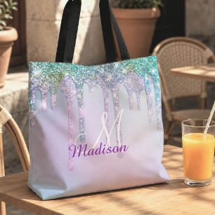 Süßes Aqua Türkis Einhorn Glitter Tropfen Monogram