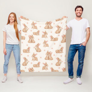 Süßes Aquarell-Baby-Hasen-Kaninchen-Muster Fleecedecke