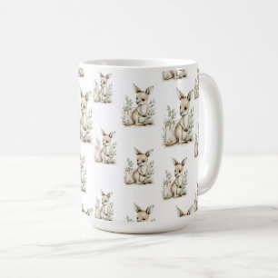Süßes Aquarell-Baby-Tier-Alphabet Känguru Kaffeetasse
