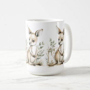Süßes Aquarell-Baby-Tier-Alphabet Känguru Kaffeetasse