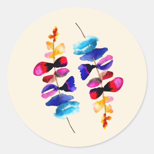 Süßes Aquarell-Blumendesign Runder Aufkleber (Vorderseite)