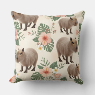Süßes Aquarell-Capybara-Nahtloses Muster Kissen