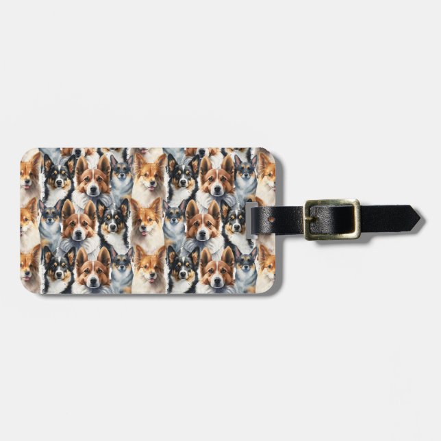 Süßes Aquarell-Corgi-Hund-Muster                  Gepäckanhänger (Vorderseite horizontal)