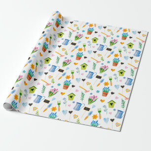 Süßes Aquarell-Frühlingsblumenmuster Frohe Ostern Geschenkpapier