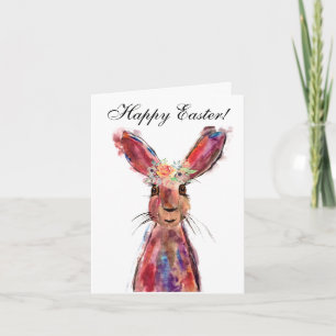 Süßes Aquarell-Kaninchen-Hase-Ostern Floral Th Dankeskarte