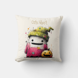 Süßes Aquarell-Patchwork-Geister-Halloween Kissen