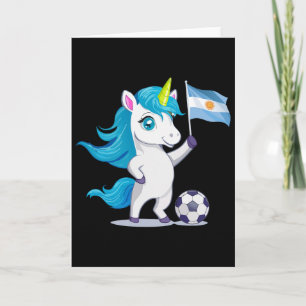 Süßes Argentinien Wurzeln Einhorn spielt Fußball A Karte