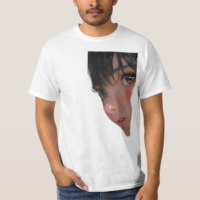 Süßes ästhetisches Anime-Mädchen T-Shirt (Vorderseite)