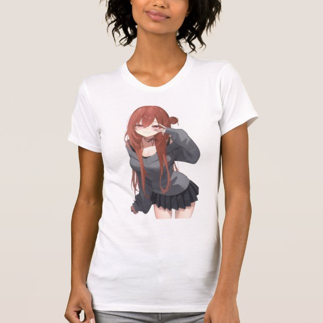 Süßes ästhetisches Anime-Mädchen T-Shirt (Vorderseite)