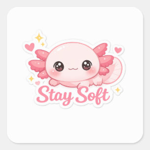 Süßes ästhetisches Axolotl Quadratischer Aufkleber
