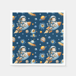 Süßes Astronaut Katzen Weltraum Galaxie Muster Serviette