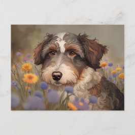 Süßes Aussiedoodle Portrait Postkarte