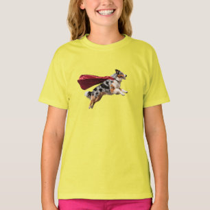 Süßes Australian Shepherd Superhelden Kinder T-Shi T-Shirt