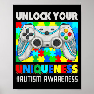 Süßes Autismuss Awareness Videospiel Puzzle Gamer Poster