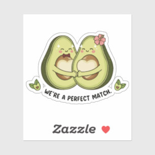 Süßes Avocado-Paar "Wir sind ein perfektes Match" Aufkleber