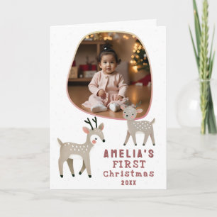 Süßes Baby, 1. Weihnachtsfoto Rentier Feiertag Karte