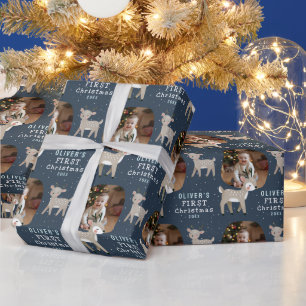 Süßes Baby, 1. Weihnachtsfoto-Rentier Geschenkpapier