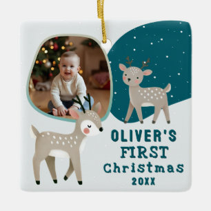 Süßes Baby, 1. Weihnachtsfoto-Rentier Keramikornament