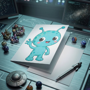 Süßes Baby-Alien-Weltraum-Monster Karte