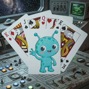 Süßes Baby-Alien-Weltraum-Monster Spielkarten