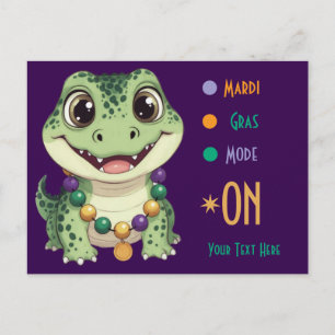 Süßes Baby-Alligator Mardi-Gras-Modus aktiviert Postkarte