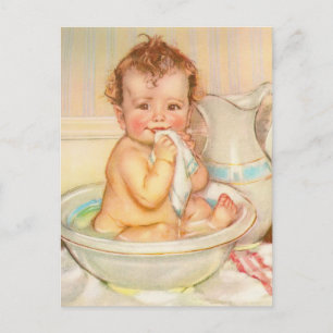 Süßes Baby beim Baden Postkarte