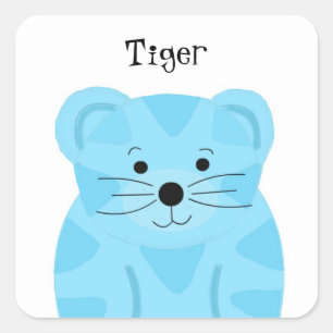 Süßes Baby-Blauer Tiger Quadratischer Aufkleber