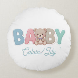 Süßes Baby Custom Typography-Kleine Hand, großer T Rundes Kissen