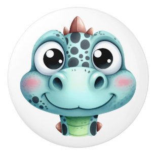 Süßes Baby-Dino-Gesicht Keramikknauf