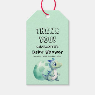 Süßes Baby-Dinosaurier mit seinem Ei Baby Shower Geschenkanhänger