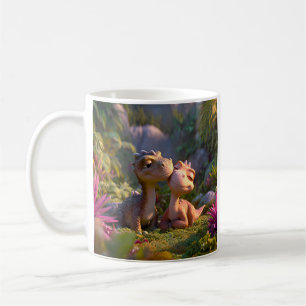Süßes Baby-Dinosaurier-Paar Kaffeetasse